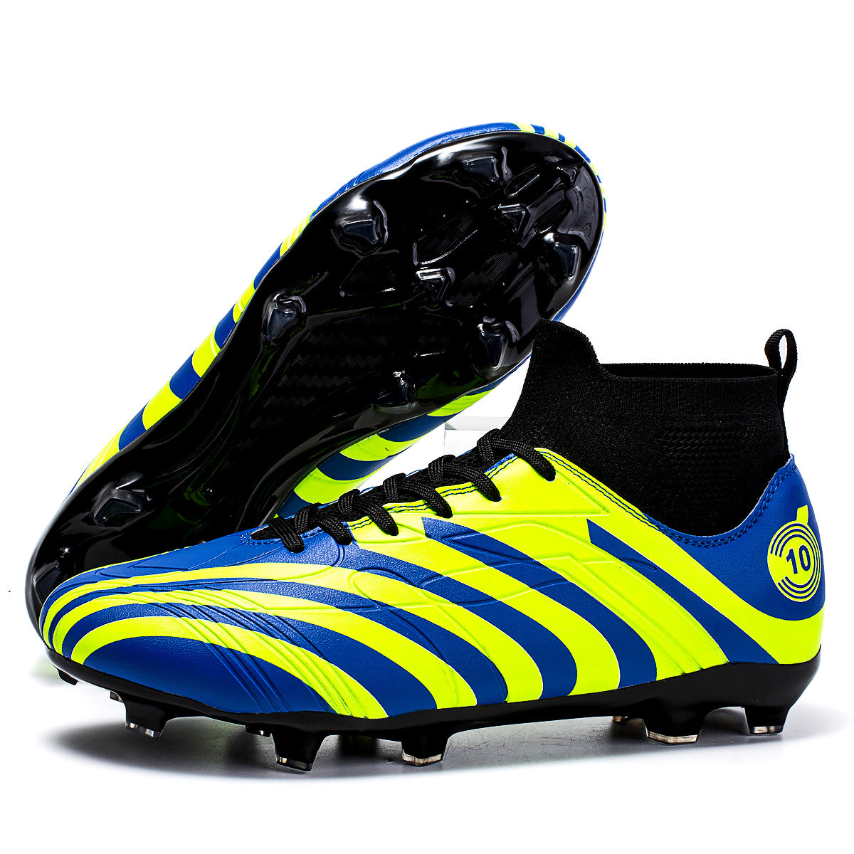 High Top AG Soccer Cleats, Professional Football Boots, Non-Slip Synthetic Leather Soccer Shoes for Outdoor Artificial Grass Training & Competition-zhuoshi8012