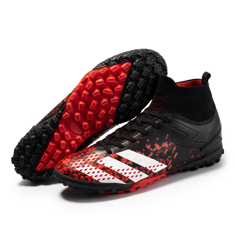 Hight Sock TF Turf Soccer Cleats, Lace-Up Soft Microfiber Dot Friction Football Boots, Gradient Splash Knit Sock Ankle Lightweight Training Athletic Shoes for Indoor Hard Courts & Short Artificial Turf-zusheng2088