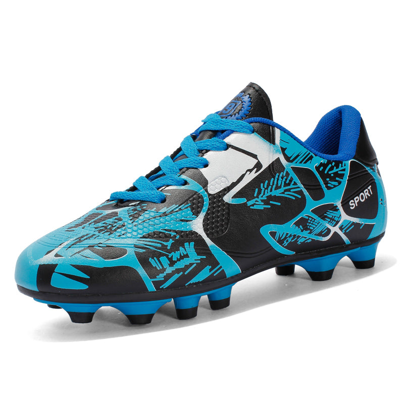 Soccer Cleats, Lace-Up Abstract Branch Graffiti Synthetic Football Shoes, SPORT Logo Lightweight Youth Competition Athletic Boots for Outdoor Long-Blade Artificial Turf Matches-zusheng163