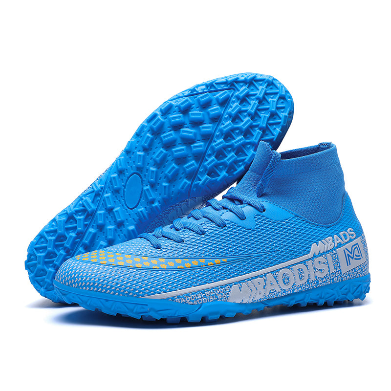 Turf Football Shoes,TF High-Top Soccer Cleats, Breathable Knit Collar Training Sneakers for Artificial Grass-Yinzu1313
