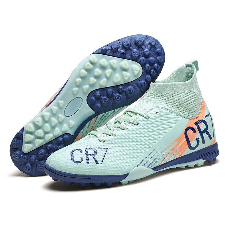 High-Top TF Soccer Cleats CR7 - Turf Football Boots, Breathable Sock Collar Athletic Soccer Shoes, Non-Slip Spikes Training Sneakers for Youth & Adults-Yinzu2606-1
