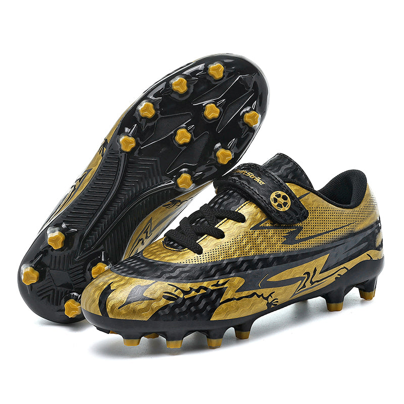 AG Soccer Cleats, Boys Girls Hook and Loop Velcro Artificial Grass Football Shoes, Dual‑Fasten Lace‑Assisted AG‑Stud Soccer Boots Lightweight for Little Kids Big Kids Outdoor Artificial Grass Training & Matches, Multi‑Color Options-zusheng268