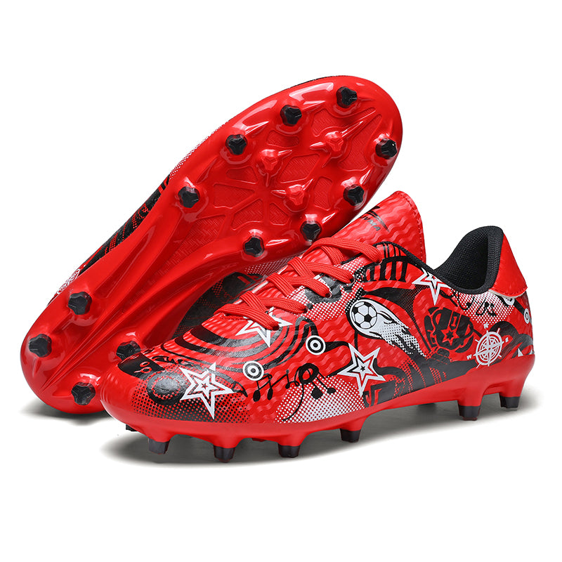 AG Soccer Cleats Professional Artificial Grass Football Boots with Cartoon Star Graphic, Anti-Slip Transparent Studs, High-Performance Athletic Soccer Shoes for Synthetic Turf & Training-Yinzu216