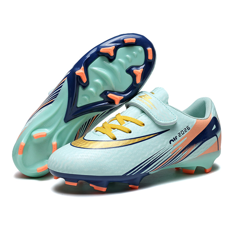 AG Soccer Cleats with Hook & Loop Strap - Boys & Girls Artificial Grass Football Boots, Easy On/Off Non-Slip Training Sneakers for Toddlers & Youth-Yinzu2602