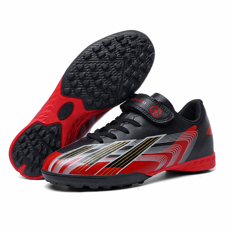  Turf Soccer Cleats with Hook-and-Loop Strap, Boys & Girls Breathable Football Shoes, Non-Slip Training Sneakers for Artificial Turf-Yinzu-318-1
