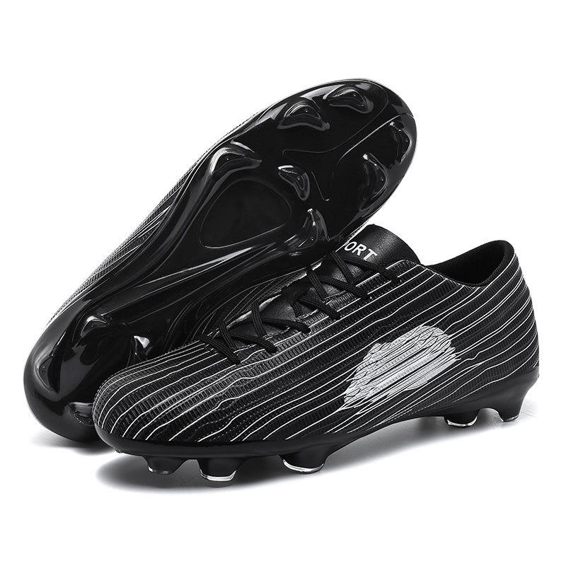 Men's AG Artificial Grass Soccer Cleats, Low-Top Knit Football Shoes, Gradient Line Print Anti-Slip Athletic Boots for Synthetic Turf-Hxh666A