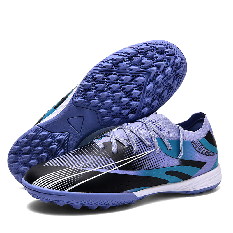 Men&Women Youth TF Turf Soccer Cleats, Low‑Top Knit Collar Lace‑Up Football Boots, Graphic Printed Synthetic Upper Turf Soccer Shoes for Hard Artificial Turf for Men Women-baobu-X809