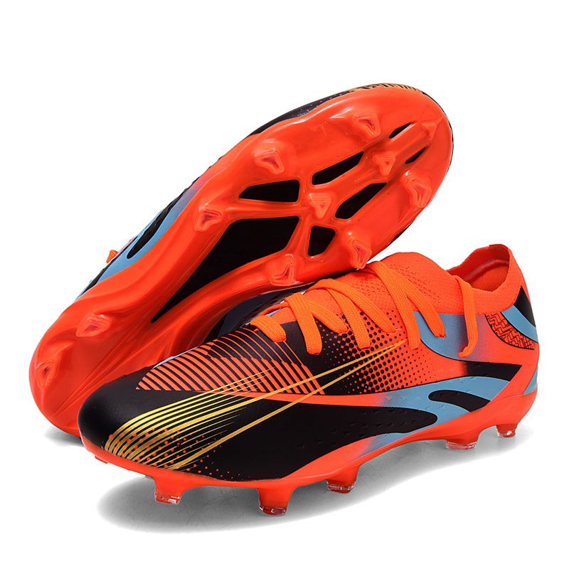 Men&Women Youth AG Artificial Grass Soccer Cleats, Low‑Top Knit Collar Lace‑Up Football Boots, Graphic Printed Synthetic Upper Soccer Shoes for Artificial Turf for Men Women-baobu-X809