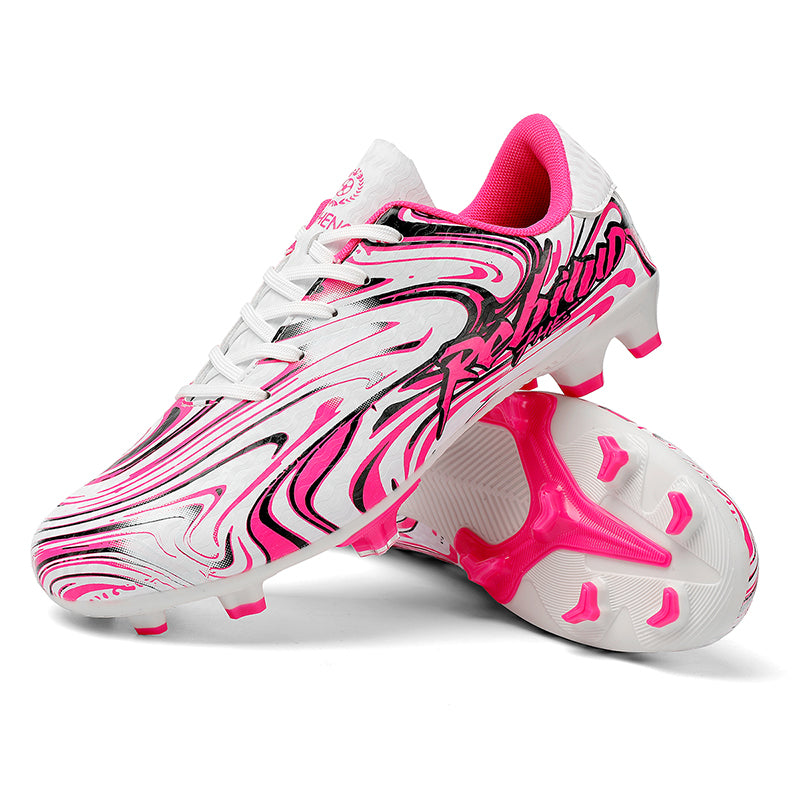 AG Soccer Cleats, Lace-Up Football Boots, Lightweight Swirl Marbled Synthetic Soccer Shoes for Youth Boys Girls Natural & Artificial Grass Training & Matches, Multi Color Options-zusheng-QS165-1