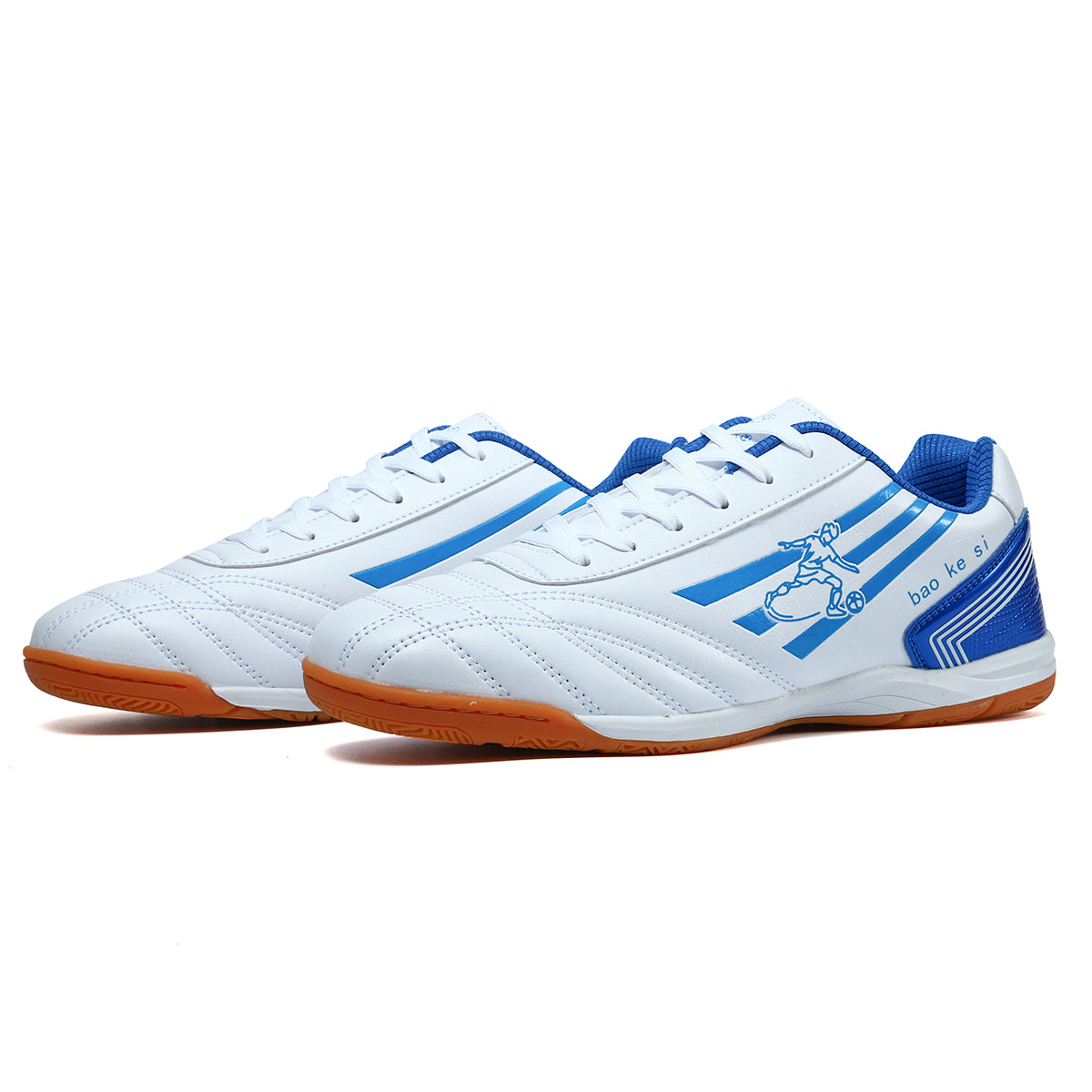 Indoor Soccer Shoes, Flat Non‑Marking Rubber Sole Futsal Football Shoes Breathable Training Sneakers for Youth Boys Men Indoor Court, Multiple Color Options-baobu8808