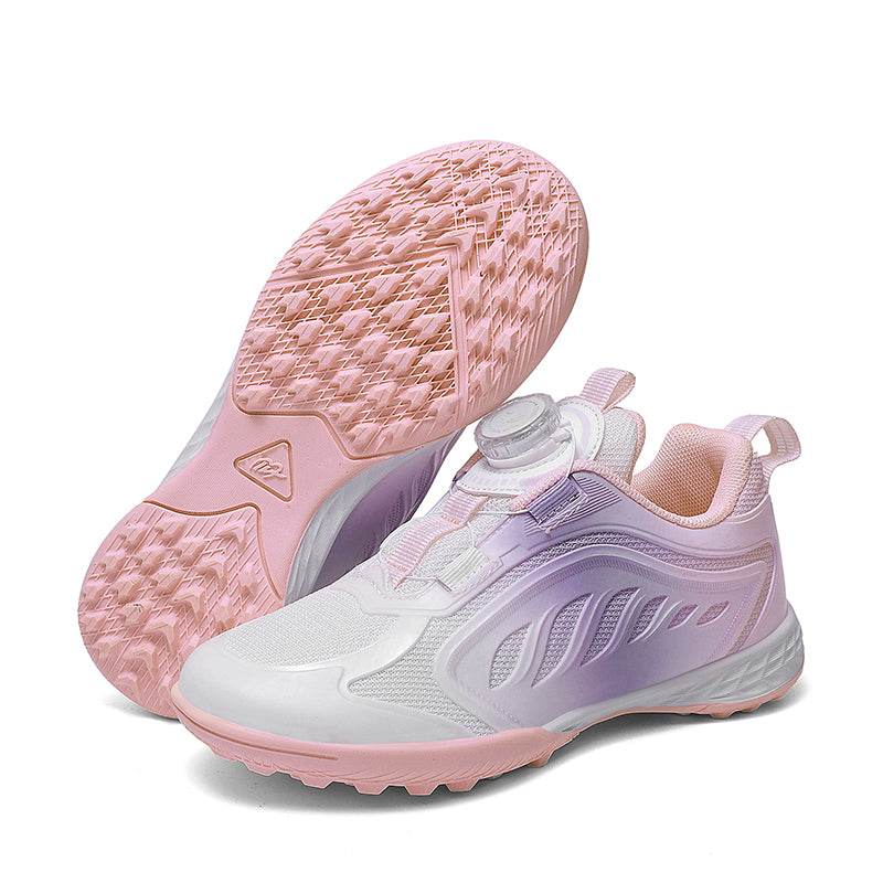 Kids' TF Turf Soccer Cleats, Gradient Print Football Shoes, Quick-Lace Rotary Closure Anti-Slip Training Sneakers for Boys & Girls-Hxh-A855-1