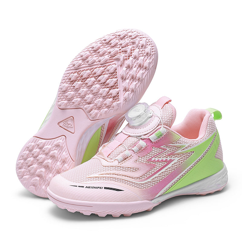 Kids TF Soccer Cleats with Rotating Buckle -  Turf Football Shoes, Easy Twist Lock Breathable Training Sneakers for Toddlers & Youth-Yinzu5898