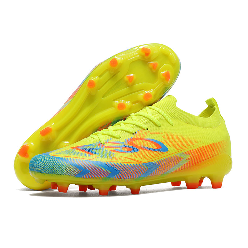 Artificial Grass Soccer Cleats, High-Top Sock Ankle Football Shoes with Gradient Print, Breathable Knit Athletic Boots for Outdoor Synthetic Turf-Hxh811