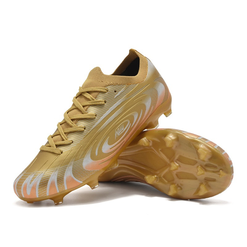 AG Artificial Grass Soccer Cleats, Low-Top Wave Gradient Knit Football Shoes, Breathable Athletic Boots with Non-Slip Studs for Synthetic Turf-Hxh25068