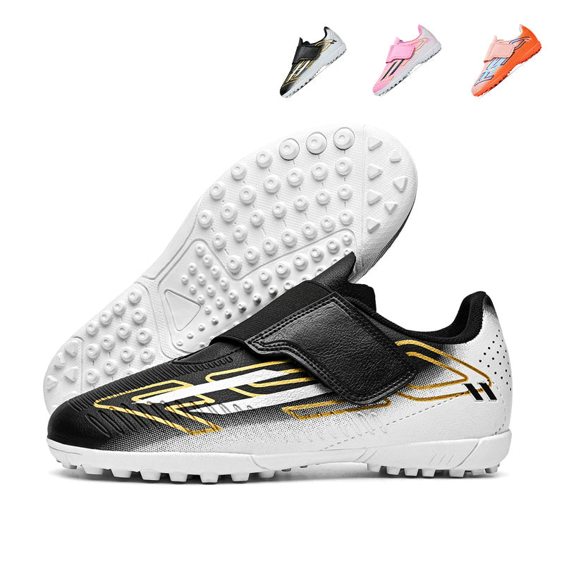 TF Soccer Cleats, Boys Girls Laceless Hook and Loop Velcro Football Shoes, Turf Dense‑Short‑Stud Soccer Boots Lightweight for Little Kids Big Kids Indoor & Outdoor Turf Training & Matches, Multiple Color Options-zusheng1803C-1