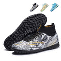 High‑Top TF Turf Soccer Cleats, Turf Short Rubber Studs Football Boots, Knit Sock Collar Professional Soccer Shoes for Adult Youth Turf Field Training & Match, 3‑Color Available-baobu-G761