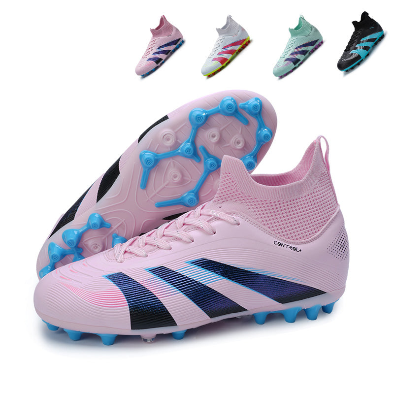 High-Top Soccer Cleats, CONTROL+ Artificial Grass Football Boots, Breathable Knit Collar Training Sneakers for Synthetic Turf-Yinzu787G
