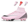 AG High-Top Soccer Cleats, Artificial Grass Football Boots, Breathable Knit Collar Training Sneakers for Synthetic Turf-Yinzu-T25