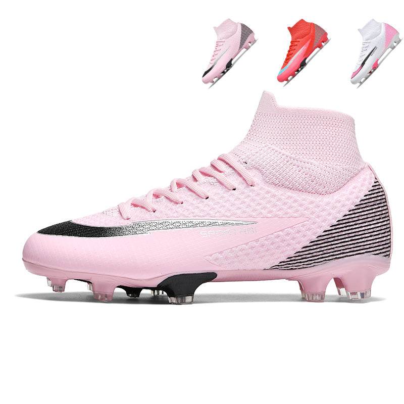 AG High-Top Soccer Cleats, Artificial Grass Football Boots, Breathable Knit Collar Training Sneakers for Synthetic Turf-Yinzu-T25