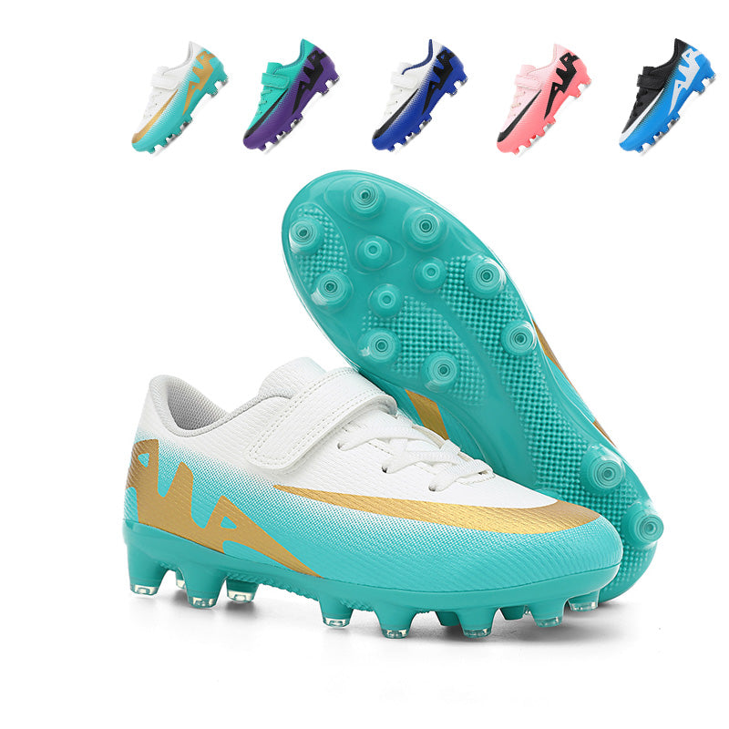 Kids AG Soccer Cleats with Hook &amp; Loop Strap, Boys &amp; Girls Artificial Grass Football Boots, Breathable Training Sneakers for Synthetic Turf (Multiple Colors)-Yinzu-T789