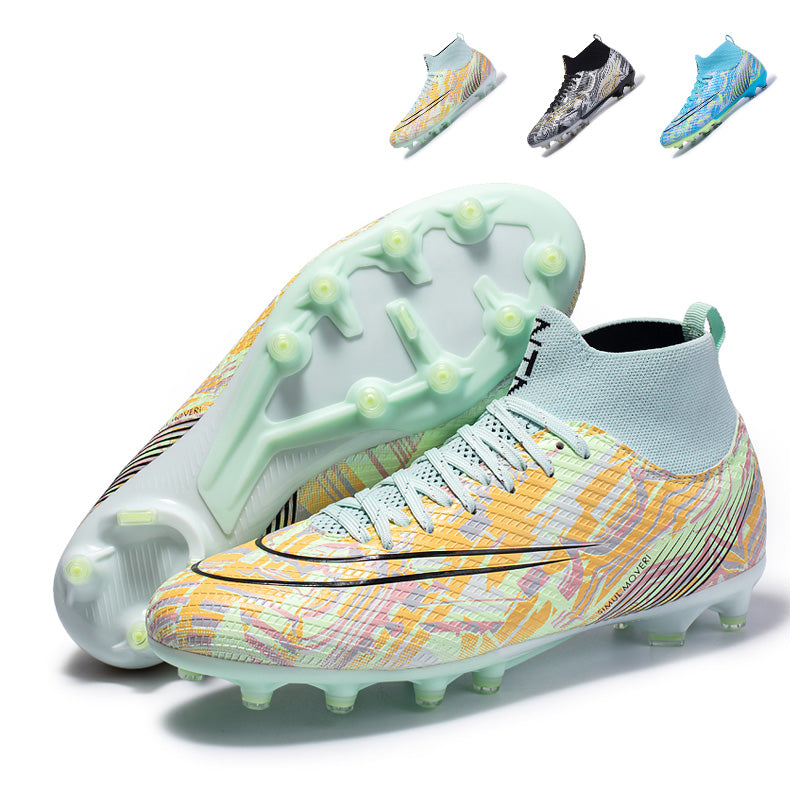High Top AG Soccer Cleats, Artificial Ground Short Studs Football Boots, Knit Sock Collar Professional Soccer Shoes for Adult Youth Outdoor Artificial Grass Training Match, 3‑Color Available-baobu-G761-1