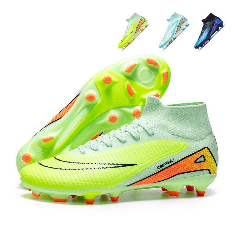 Artificial Grass Soccer Cleats, High-Top Knit Football Shoes, Anti-Slip Athletic Boots for Synthetic Turf-Hxh792G