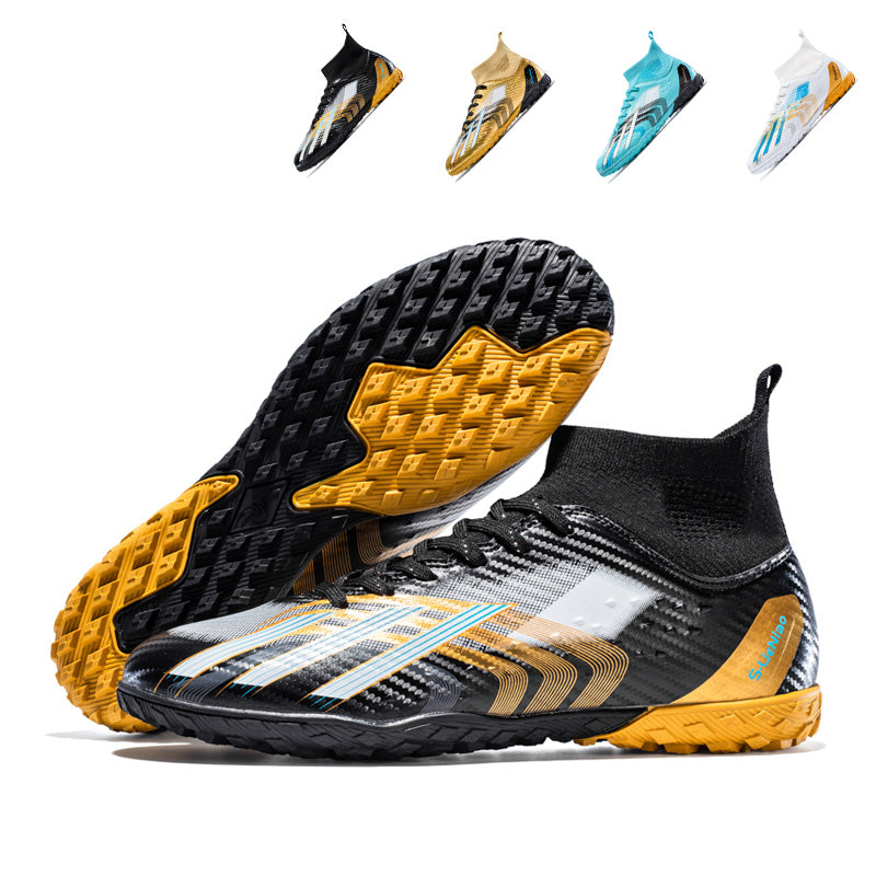 High-Top Turf Soccer Cleats, S-LieNiao Artificial Grass Football Shoes, Breathable Knit Collar Training Sneakers (Multiple Colors)-Yinzu-xc24