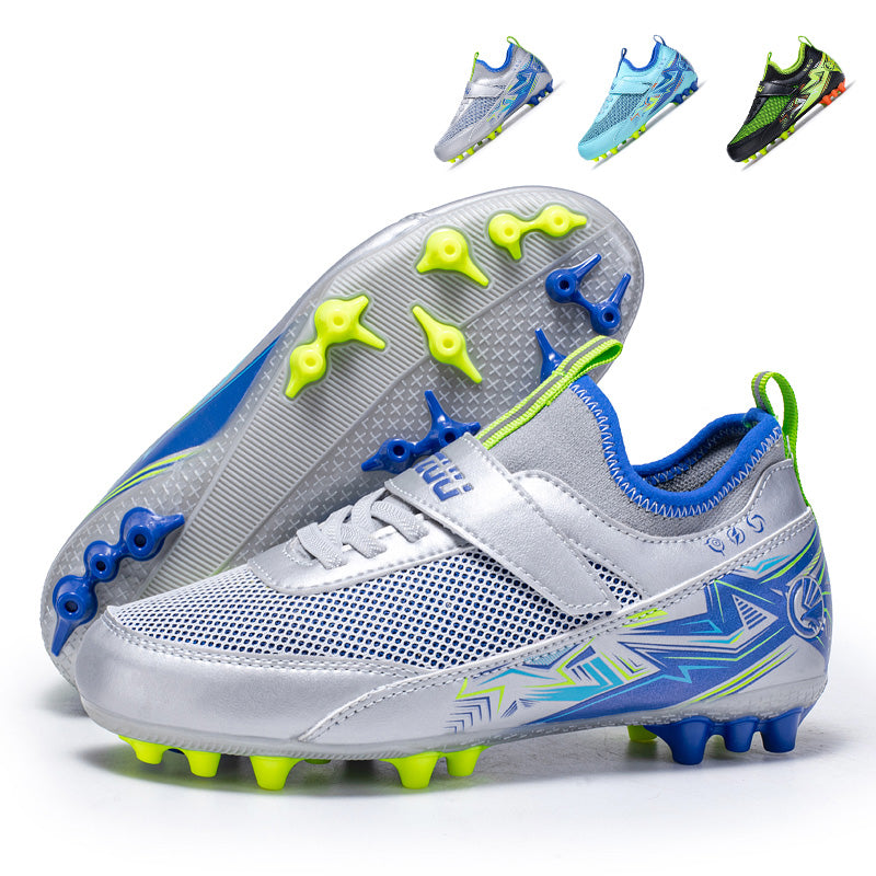 AG Soccer Cleats, Boys Girls Hook and Loop Velcro Artificial Grass Football Shoes, Breathable Mesh Upper AG‑Stud Soccer Boots Lightweight for Little Kids Big Kids Outdoor Artificial Grass Training & Matches, Multi‑Color Options-Hxh796H-2