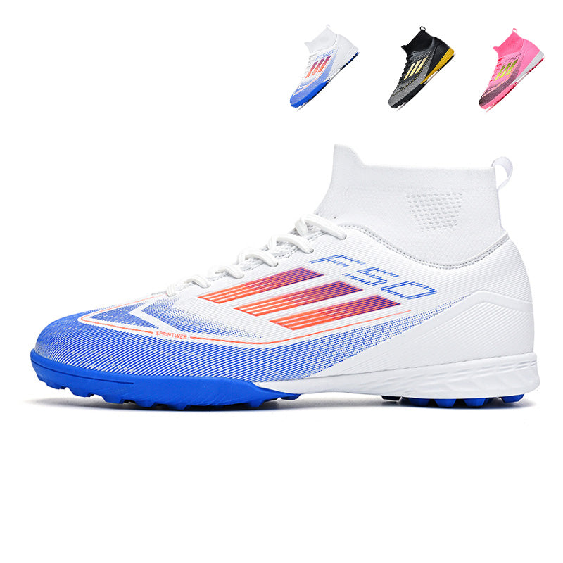 F50 High-Top Turf Soccer Cleats, Artificial Grass Football Shoes, Breathable Knit Collar Training Sneakers-Yinzu709