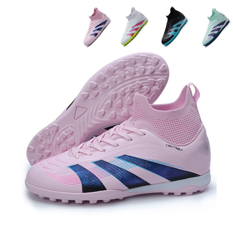 High-Top Turf Soccer Cleats, CONTROL+ Artificial Grass Football Shoes, Breathable Knit Collar Training Sneakers-Yinzu787G-1