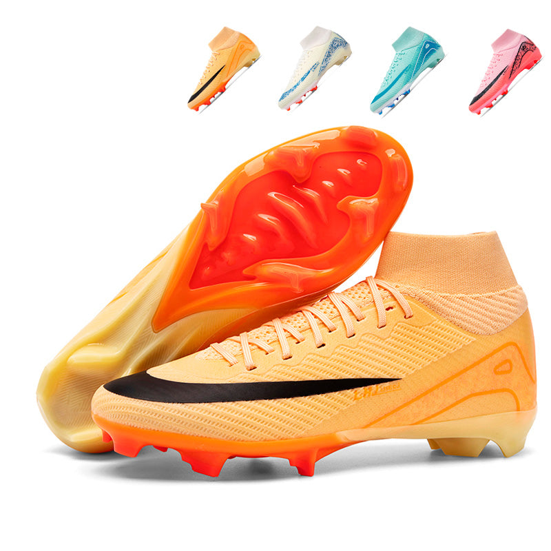 High-Top AG Soccer Cleats, Artificial Grass Football Boots, Breathable Sock-Collar Training Sneakers for Synthetic Turf (Multiple Colors)-Yinzu2670