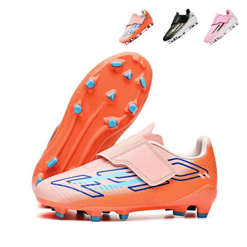 AG Soccer Cleats, Boys Girls Laceless Hook and Loop Velcro Football Shoes, Artificial Grass Mixed‑Stud Soccer Boots Lightweight for Little Kids Big Kids Outdoor Artificial Grass Training & Matches, Multiple Color Options-zusheng1803C