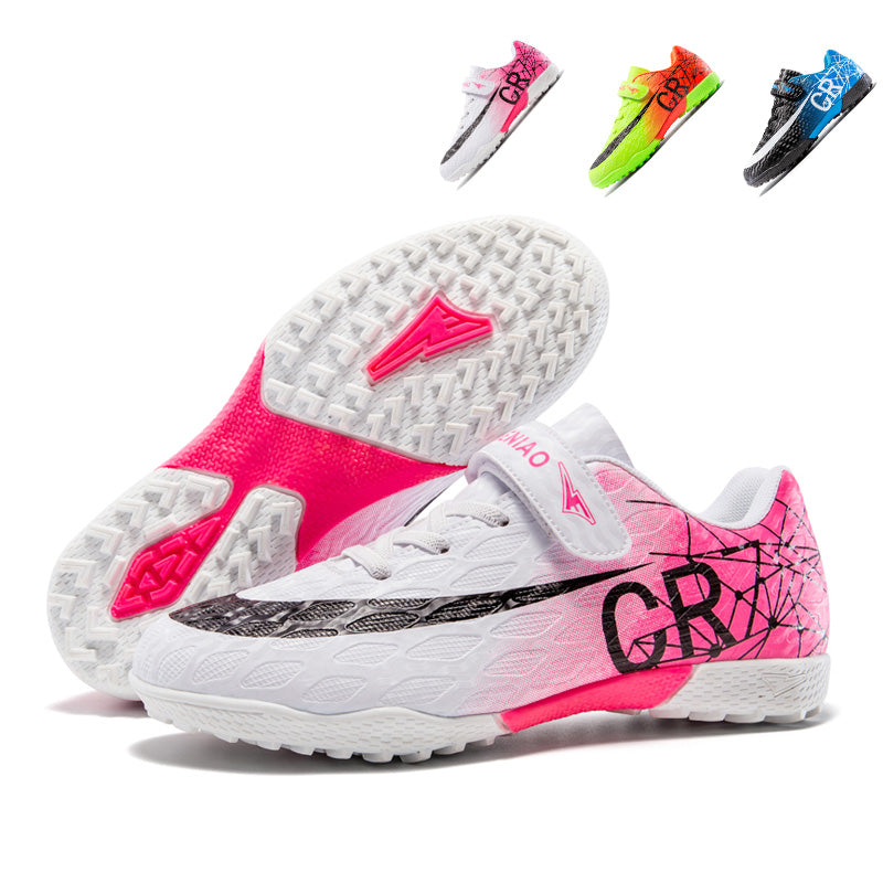 Kids TF CR7 Soccer Cleats with Strap, Boys & Girls Turf Football Shoes, Breathable Spider Web Training Sneakers-Yinzu-X2508