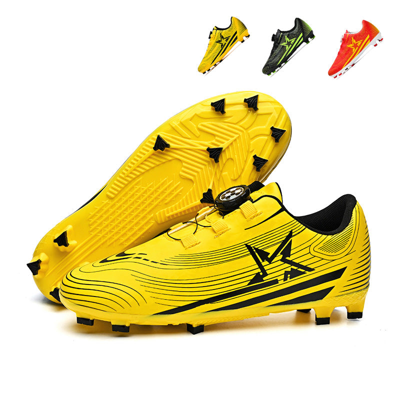 AG Soccer Cleats, Rotary Buckle No‑Tie Youth Artificial Grass Football Boots, Low‑Top Stud Soccer Shoes for Boys Girls for AG Synthetic Grass Training & Competition, Multiple Color Options-ygtx-TCD205
