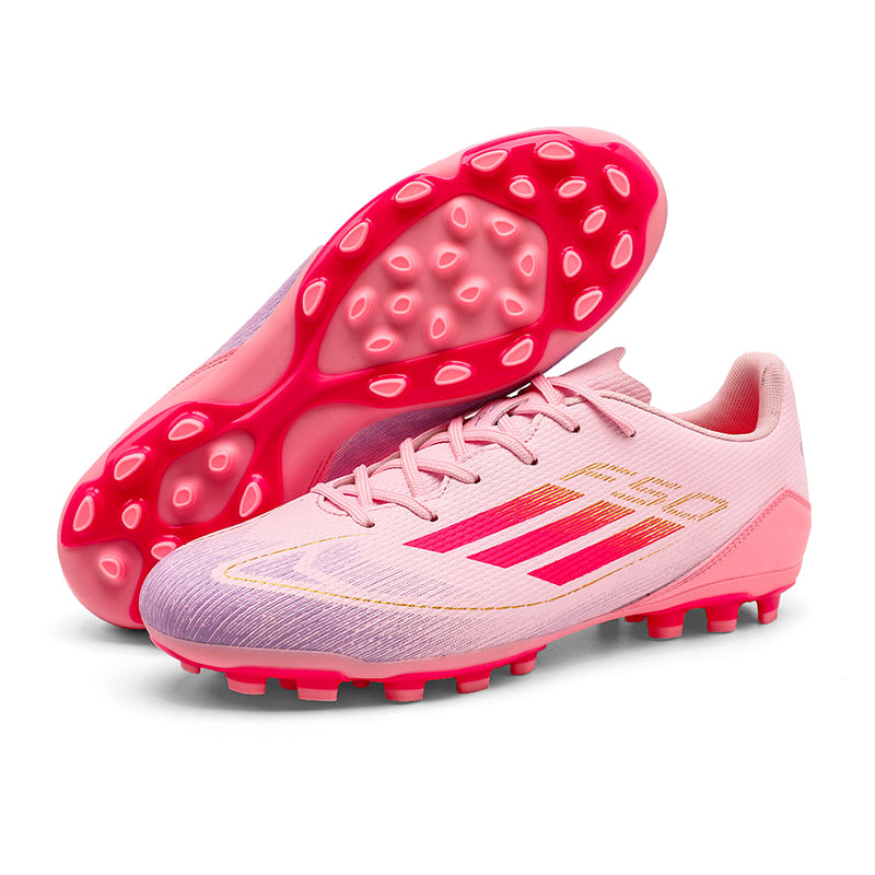 Artificial Grass Soccer Cleats, Low-Top Lace-Up Football Shoes with F50 3-Stripe  Gradient Print, Breathable Athletic Boots for Outdoor Synthetic Turf-Hxh259