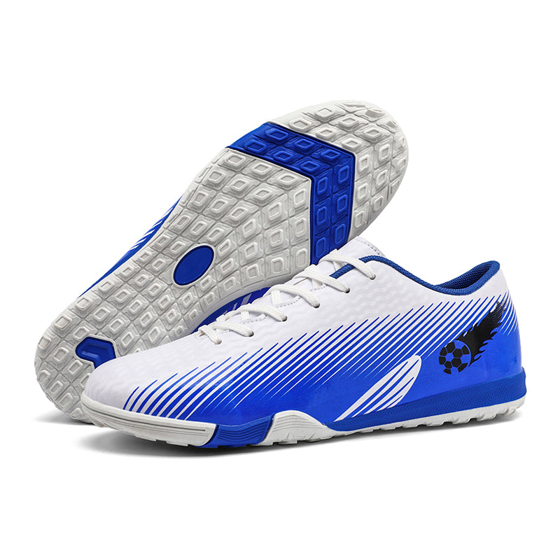 Turf Soccer Cleats, Low-Top Lace-Up Football Shoes with Gradient Print, Breathable Athletic Boots for Indoor  Artificial Turf Courts-Hxh252
