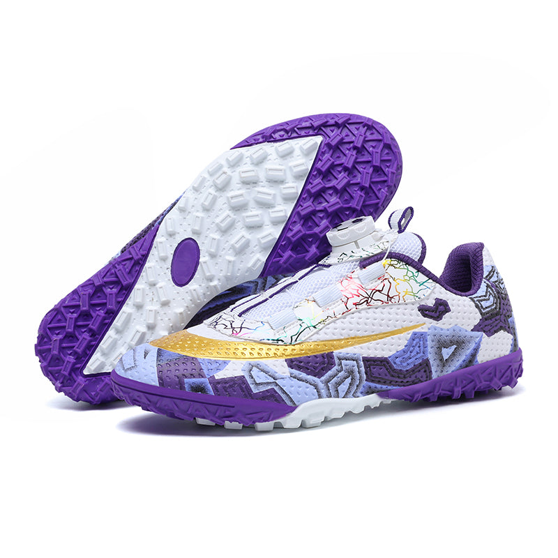 Turf Soccer Cleats with Rotating Buckle, Boys &amp; Girls Graffiti Football Shoes, Breathable Training Sneakers for Artificial Grass (Multiple Colors)-Yinzu6122