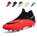 Youth Adult Slip-On AG  Soccer Cleats, High Sock Knit Mesh Laceless Football Boots, Breathable Long Studs Soccer Shoes for Natural & Artificial Grass for Boys Girls Men Women-zhongzu-2090-1