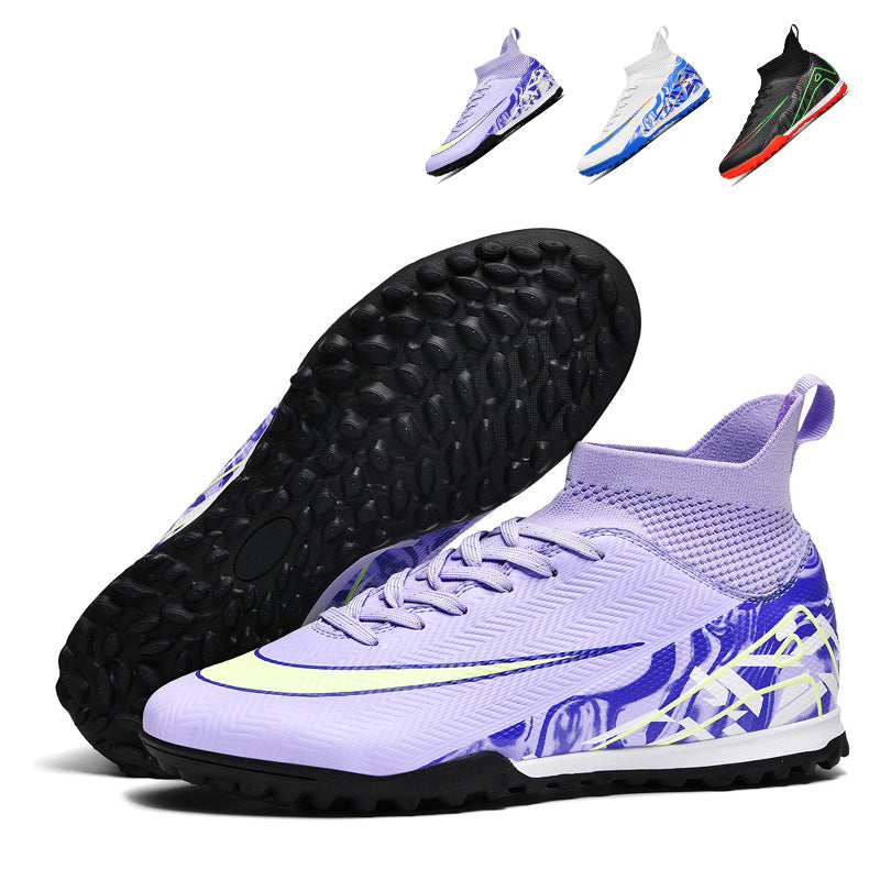 High-Top Turf Soccer Cleats - Men's Women's Youth Football Boots with Dynamic KnitAnkle Collar, Textured Upper for Ball Control, Non-Marking TF Rubber Outsole forArtificial Grass Training-WEJIESS2026