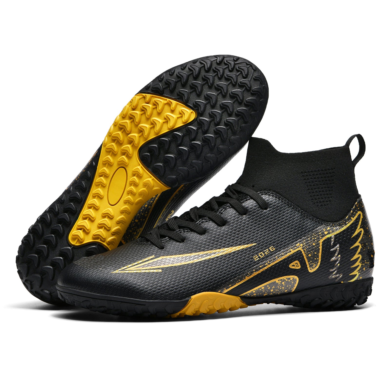 High-Top Soccer - Turf & Indoor Football Shoes with Breathable Knit Upper and Non-Slip Outsole for Training, Competition, and Youth Athletes-WEJIESS328-2