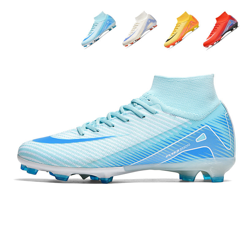 AG Artificial Grass Soccer Cleats, High-Top Knit Football Shoes, Anti-Slip Athletic Boots for Synthetic Turf-Hxh2038