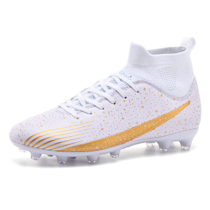 High Top AG Soccer Cleats, Star Speckled Print Artificial Grass Football Shoes, Knit Sock Ankle Support Lightweight Non-Slip Short Studs Training Sneakers-zhuoshiX09-1