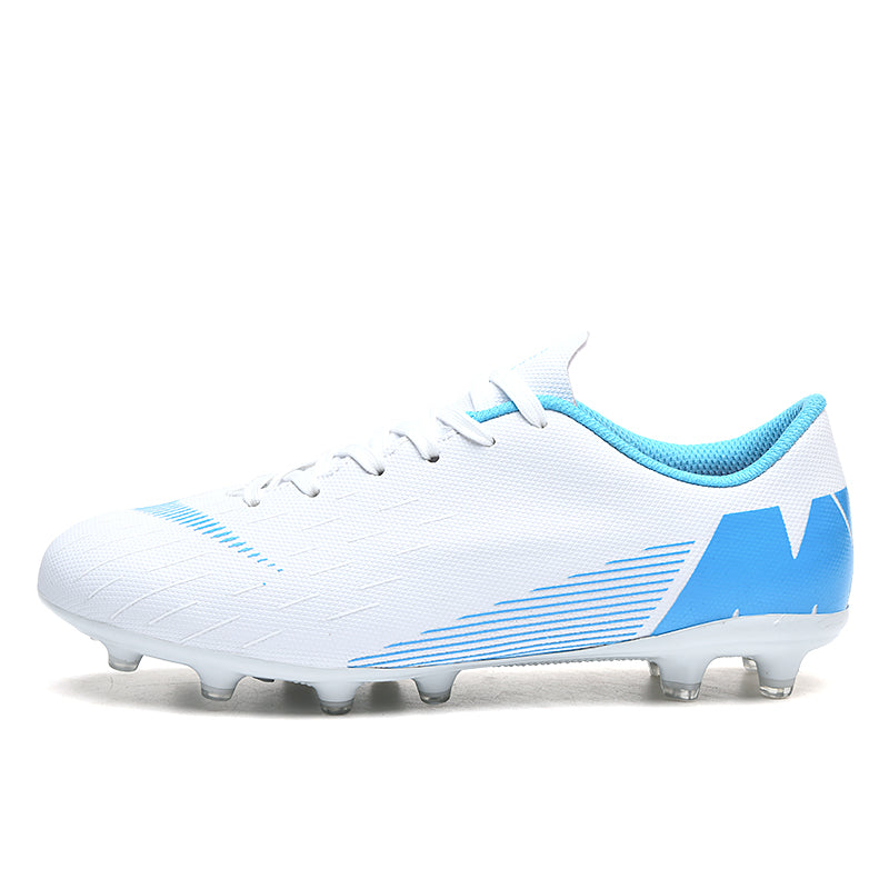Low-Cut AG Soccer Cleats, Lace-Up Mini Grid Synthetic Football Boots, Diagonal Gradient Line M Brand Logo Lightweight Competition Athletic Shoes for Outdoor Long-Blade Artificial Turf Matches-zusheng1809