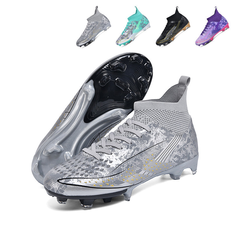 AG Artificial Grass Soccer Cleats, High-Top Knit Football Shoes, Anti-Slip Athletic Boots for Synthetic Turf-Hxh2613