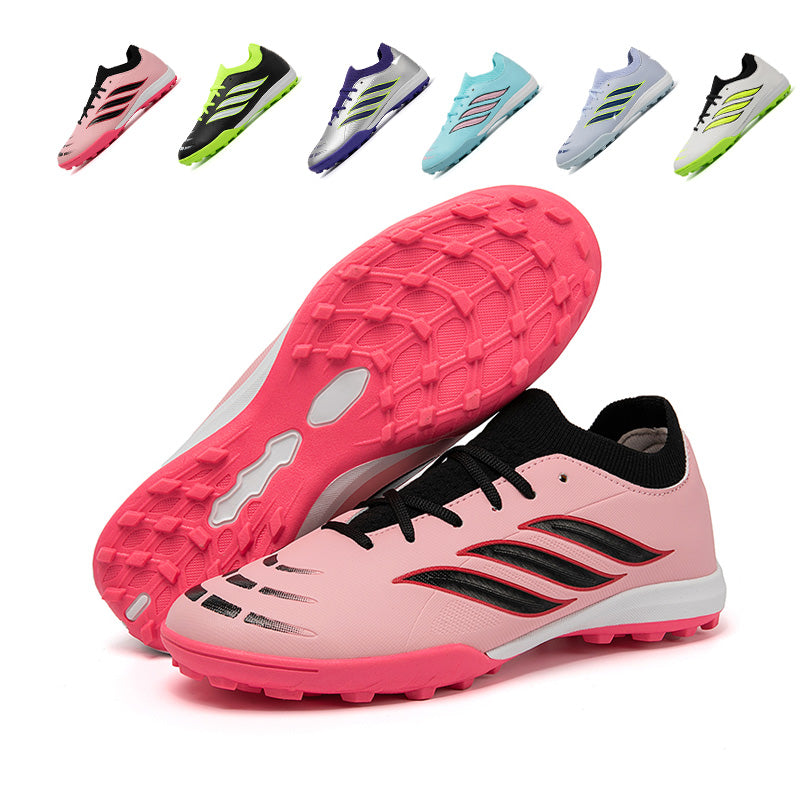 Turf Soccer Cleats, Classic 3-Stripes Football Shoes, Breathable Knit Collar Training Sneakers for Artificial Turf-Hxh-A559