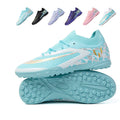 Turf Soccer Cleats, Messi Inspired Knit Football Shoes, Geometric Print Breathable Training Sneakers for Artificial Turf-Hxh-A555