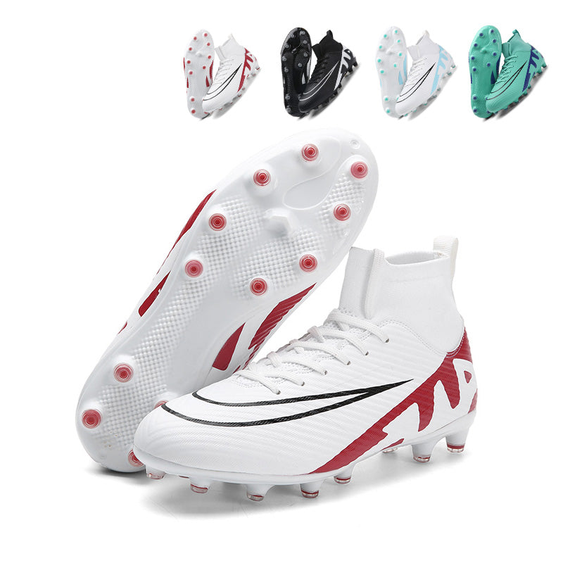 High-Top AG Artificial Grass Soccer Cleats, Sock Collar Football Boots, Lightweight Breathable Training Sneakers-Yinzu23033