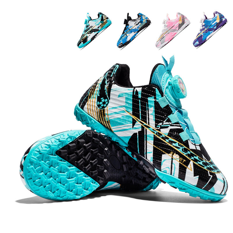 Turf Soccer Cleats with BOA Quick-Turn Dial, Abstract Graffiti Print Football Shoes, Lightweight Non-Slip Training Sneakers-Yinzu-X08-1