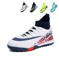 TF Turf Soccer Cleats, High-Top Knit Football Shoes, Pixel Print Anti-Slip Training Sneakers for Artificial Turf-Hxh659