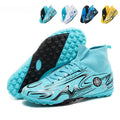 &nbsp;Turf Soccer Cleats with High-Top Knit Sock Collar, Abstract Wave Print Football Shoes, Non-Slip Training Sneakers for Artificial Turf -Yinzu2801